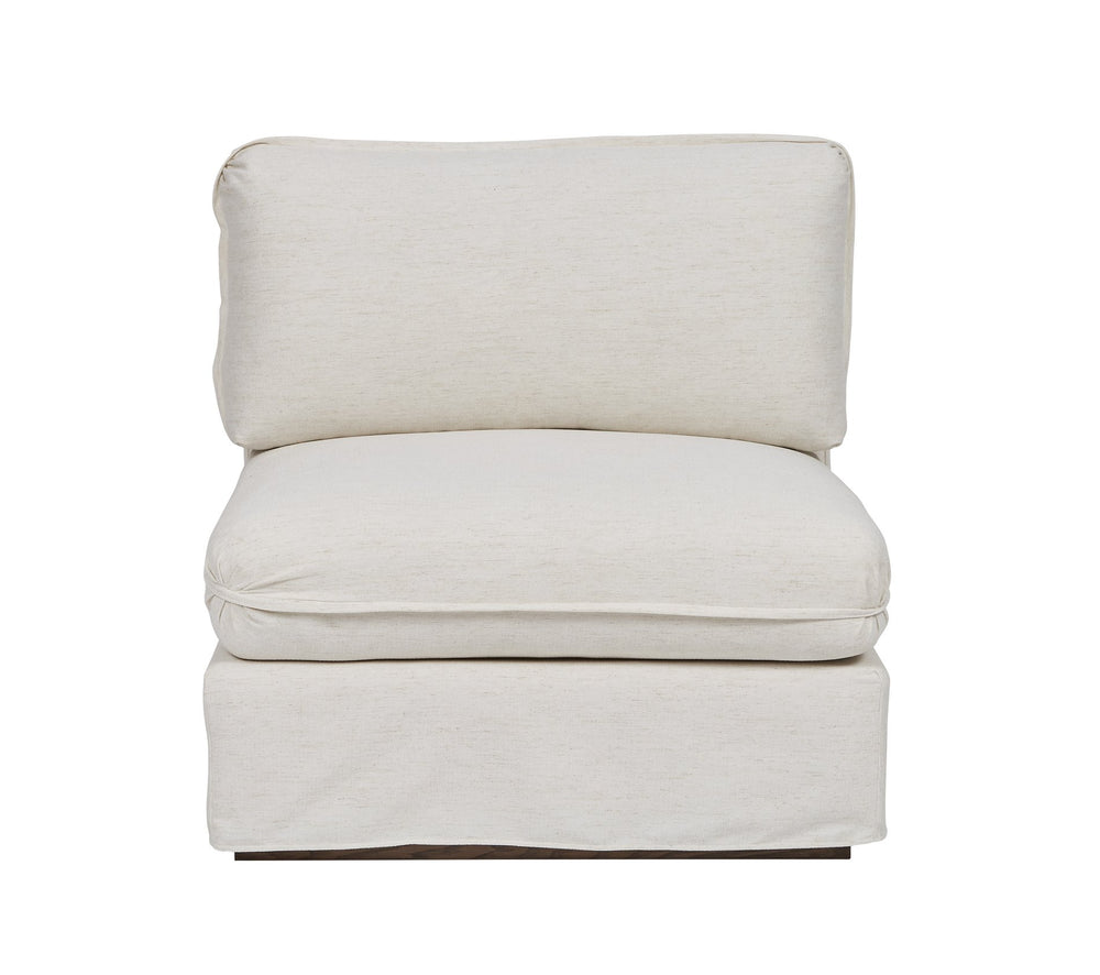 A.R.T. Furniture Alias Armless Chair - Modern Light Oak Finish With Luxurious Vanilla Slipcover & Down Cushions White Slipcover In A Polyester,Linen Blend Fabric,In A Vanilla Coloration 761508-5302