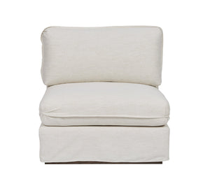 A.R.T. Furniture Alias Armless Chair - Modern Light Oak Finish With Luxurious Vanilla Slipcover & Down Cushions White Slipcover In A Polyester,Linen Blend Fabric,In A Vanilla Coloration 761508-5302