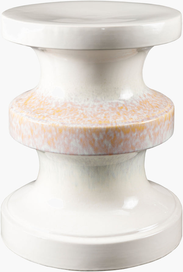 Surya Osambela 18"H Ceramic Garden Stool - Stylish End Table For Indoor & Outdoor Use, Easy To Maintain Top, Coral Ceramic,Ceramic Oba001-181313