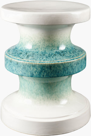 Surya Osambela 18"H Ceramic Garden Stool - Stylish End Table For Indoor & Outdoor Use, Easy To Maintain Top, Teal Ceramic,Ceramic Oba002-181313