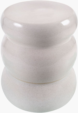 Surya Osambela 18"H Ceramic Garden Stool - Stylish End Table For Indoor & Outdoor Use, Easy To Maintain Top, Cream,Base, Cream Ceramic,Ceramic Oba003-181313