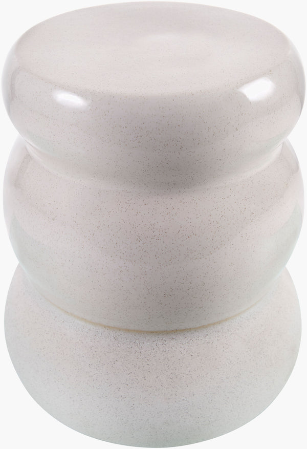 Surya Osambela 18"H Ceramic Garden Stool - Stylish End Table For Indoor & Outdoor Use, Easy To Maintain Top, Cream,Base, Cream Ceramic,Ceramic Oba003-181313