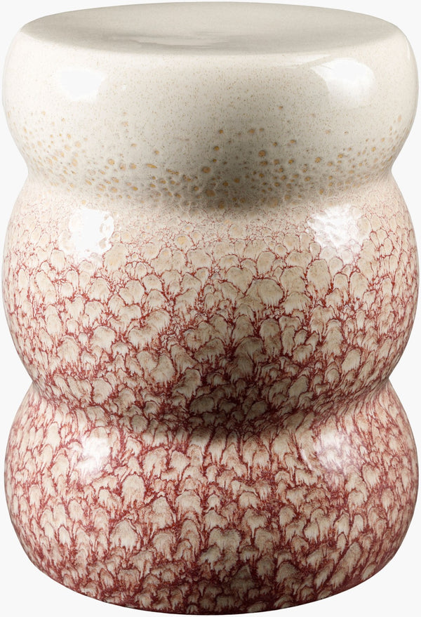 Surya Osambela 18"H Ceramic Garden Stool - Stylish End Table For Indoor & Outdoor Use, Easy To Maintain Top, Coral Ceramic,Ceramic Oba004-181313