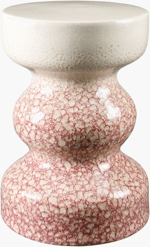 Surya Osambela 18"H Ceramic Garden Stool - Stylish End Table For Indoor & Outdoor Use, Easy To Maintain Top, Coral,Base, Coral Ceramic,Ceramic Oba007-181212