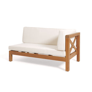 English Elm Brava Acacia Hardwood Outdoor Sectional Set with Cross-back Design and Weather-resistant Frame 57967-8BEI-64489BGE-64496.00