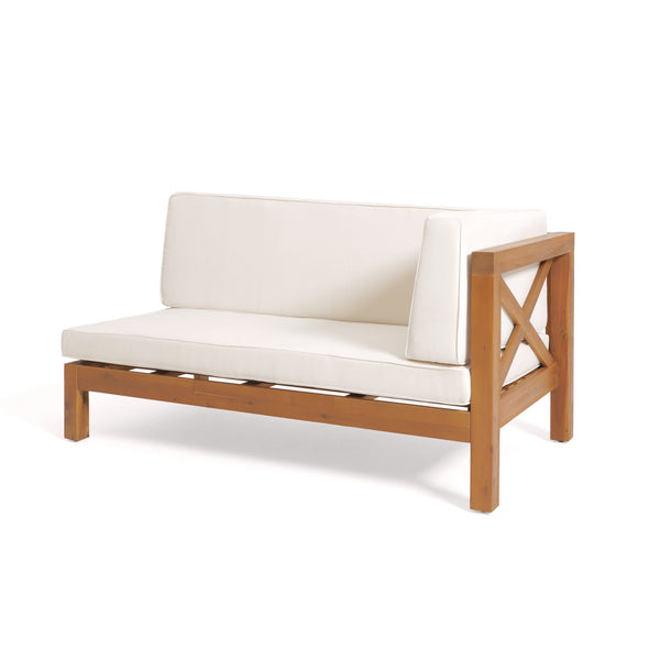 English Elm Brava Acacia Hardwood Outdoor Sectional Set with Cross-back Design and Weather-resistant Frame 57967-8BEI-64489BGE-64496.00