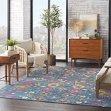 Nourison Passion PSN01 Machine Made Power-loomed No Border Indoor Only Bohemian Transitional Rug Denim, Denim 100% Polypropylene 99446387561