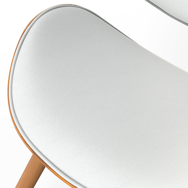 English Elm Marana Dining Chair - Elegant Mid-Century Modern Design In White Vegan Faux Leather & Bentwood Frame B136P158921