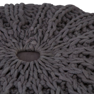 English Elm Shelby Hand-Knit Round Pouf in Slate Grey — Supportive Cotton Fill, Lightweight Portable Accent Seat Dark Gray B136P159266