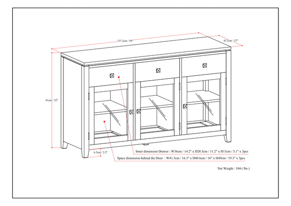 English Elm Cosmopolitan - Contemporary White Sideboard Buffet With Generous Storage & Modern Design Features B136P158549