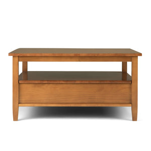 English Elm Warm Shaker Square Coffee Table – Handcrafted Solid Wood With Storage, Light Golden Brown Finish B136P159565-GIGA