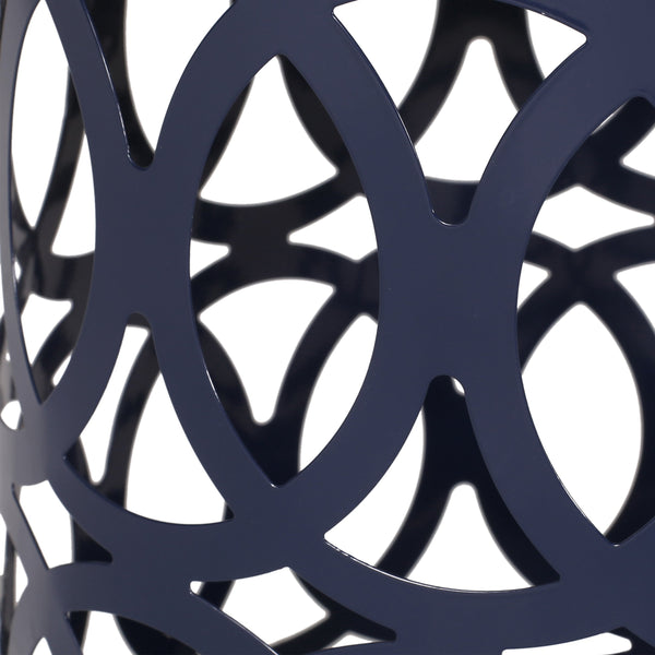 English Elm Outdoor Powder-coated Iron End Table with Geometric Cutout Design for Patio Lounging Navy Blue 73607.00NBLU