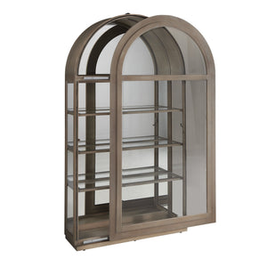 Hooker Furniture Arch Curio Cabinet With Glass Sliding Door – Elegant Arched Design For Sophisticated Living Spaces Brown Oak Veneer P021787