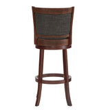 Homelegance By Top-Line Sydney Upholstered Back Swivel 29" Bar Height Stool Dark Grey Rubberwood