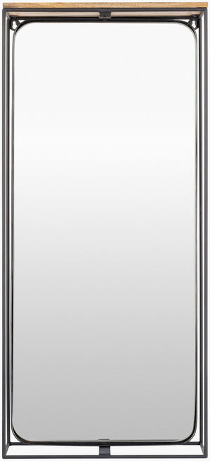 Surya Obsidian 34" Modern Accent Mirror - Versatile Horizontal/Vertical Design, Iron Frame, Imported Elegance Frame, Black Iron Obs001-1937