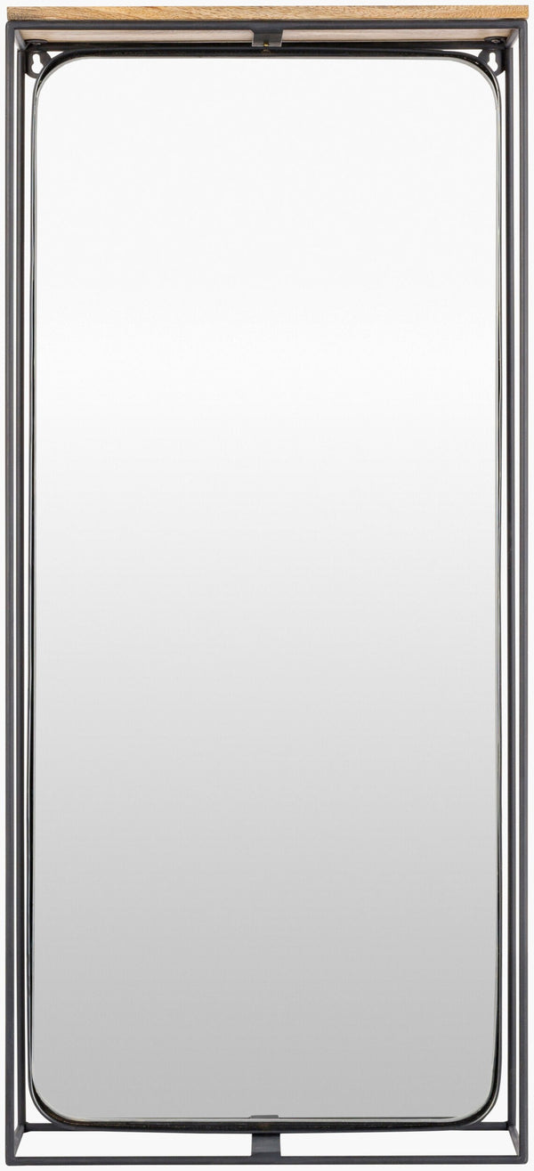 Surya Obsidian 34" Modern Accent Mirror - Versatile Horizontal/Vertical Design, Iron Frame, Imported Elegance Frame, Black Iron Obs001-1937