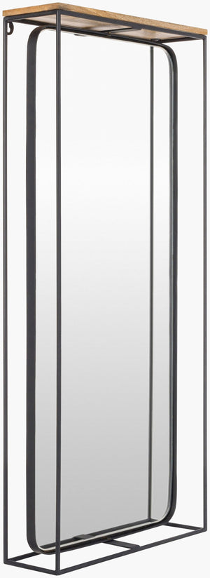 Surya Obsidian 34" Modern Accent Mirror - Versatile Horizontal/Vertical Design, Iron Frame, Imported Elegance Frame, Black Iron Obs001-1937