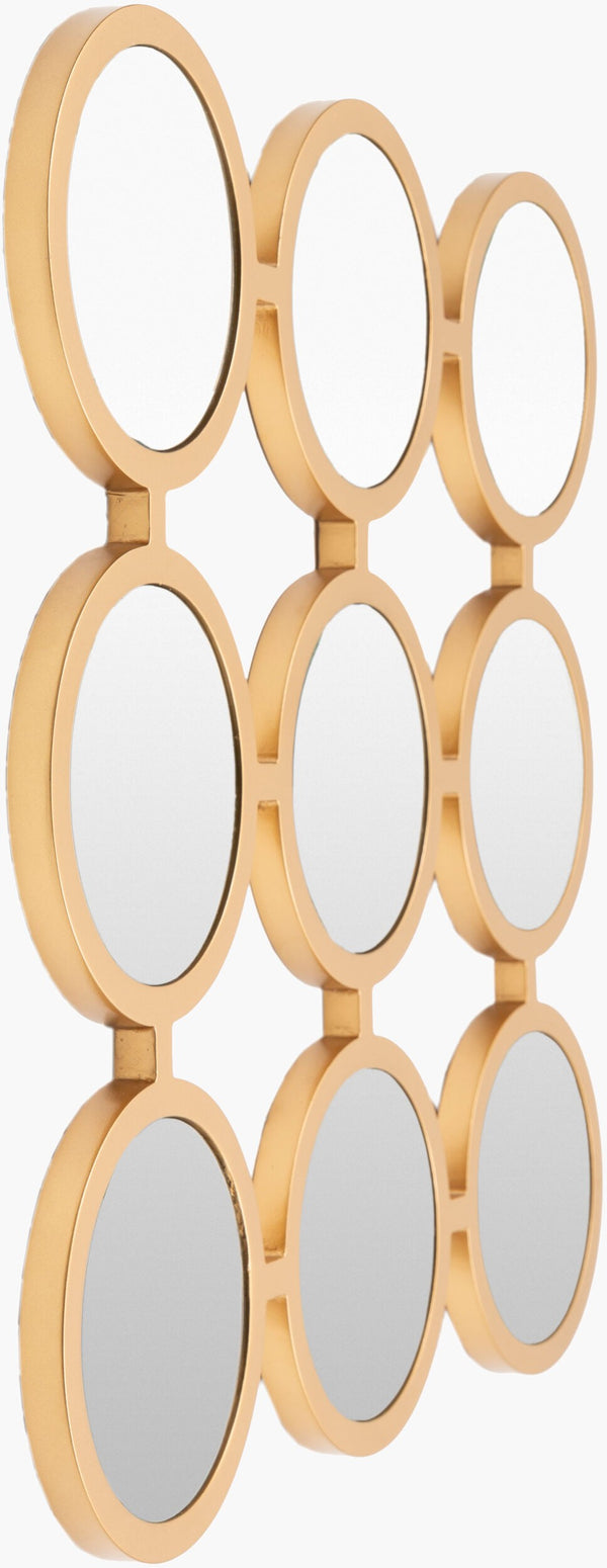 Surya Orbit 24" Modern Decorative Mirror – Stylish Home Accent For Revitalizing Your Decor Space Frame, Gold Manufactured Wood Obt001-2424