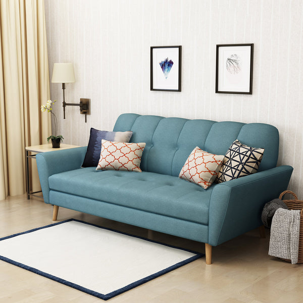 English Elm Christopher Knight Home® - Sunnydale Mid-Century 71.3" Flared Arm Sofa in Blue Fabric with Tufted Button Back & Rubberwood Legs 60849.00BLU