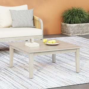 English Elm Loft Outdoor Acacia and Rattan Coffee Table with Open Slat Design for Patio Spaces 67258.00GRY