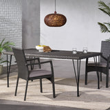 Christopher Knight Home® - Noble House - Bedford Outdoor Grey Wicker Rectangular Dining Table with Hair Pin Legs