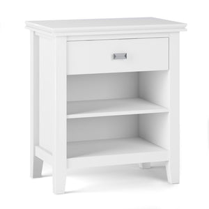 English Elm Artisan Handcrafted White Bedside Table - Elegant Solid Wood Design With Storage For Any Space B136P158382