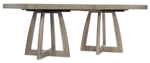Hooker Furniture Affinity 78-Inches Rectangle Pedestal Dining Table — Quartered Oak Greige Finish, 2X18" Leaves, Smooth Extension System 6050-75206-GRY