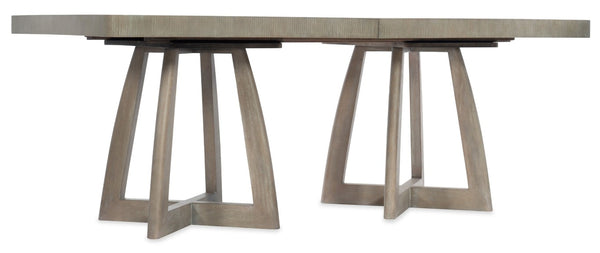 Hooker Furniture Affinity 78-Inches Rectangle Pedestal Dining Table — Quartered Oak Greige Finish, 2X18" Leaves, Smooth Extension System 6050-75206-GRY