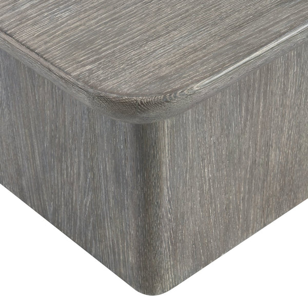 Bernhardt Bernhardt Monolith Cocktail Table In Wirebrushed Puma Oak — Sculptural Plinth Base, Rounded Top, Casters (64" W) 343015