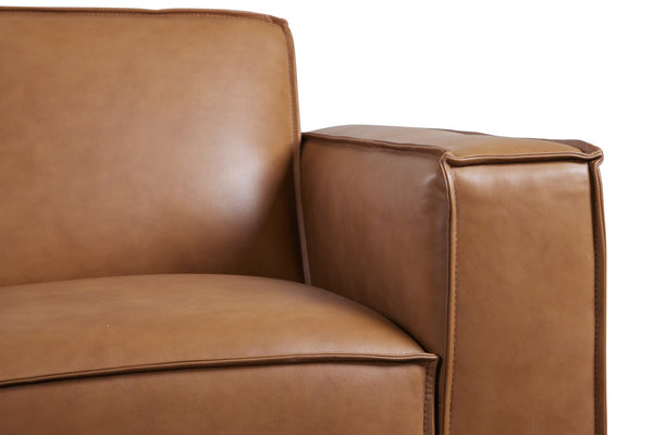 Porter Designs Porter Carina Top Grain Leather Sofa In Rich Caramel With Espresso Wood Trim & Modern Flair Brown Leather 02-204-01-2780