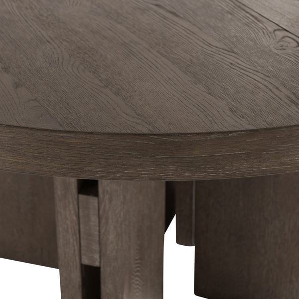 Bernhardt Bernhardt Outline Round Dining Table With Cassel Wire-Brushed Oak, Pedestal Base, 18" Leaf Expansion K2214