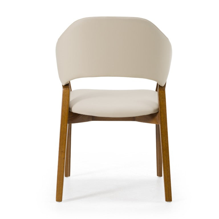 VIG Furniture Ocasio Mid-Century Cream Vegan Leather Dining Chair With Walnut Frame, Wingback Comfort, Fully Assembled VGCS-ACH-17090-CRM