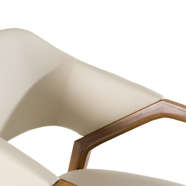 VIG Furniture Ocasio Mid-Century Cream Vegan Leather Dining Chair With Walnut Frame, Wingback Comfort, Fully Assembled VGCS-ACH-17090-CRM
