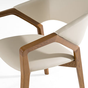 VIG Furniture Ocasio Mid-Century Cream Vegan Leather Dining Chair With Walnut Frame, Wingback Comfort, Fully Assembled VGCS-ACH-17090-CRM
