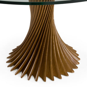 VIG Furniture Ocasio Contemporary Round Dining Table With Clear Tempered Glass Top & Walnut Ash Pedestal, Seats 6 VGCS-RT-21042-WAL