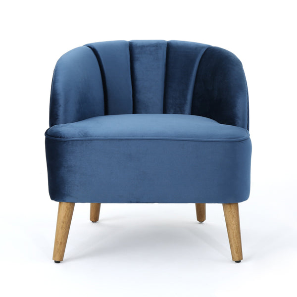 English Elm Chair Velvet Club Seat with Channel Stitching and Rubberwood Legs for Modern Interiors 61714.00