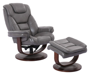 Parker House Parker Living Monarch - Ice Manual Reclining Swivel Chair and Ottoman Ice Top Grain Leather with Match (X) MMON#212S-ICE