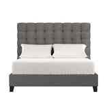 Homelegance By Top-Line Matson Button Tufted Linen Upholstered Bed Grey Linen