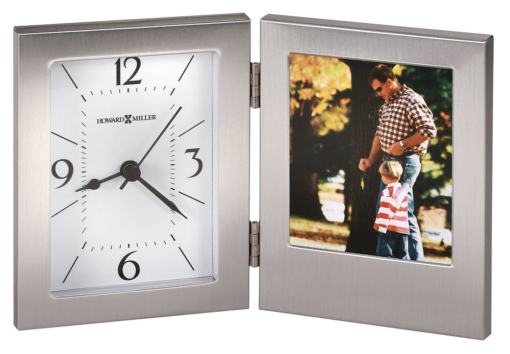 Hekman Furniture 645751 Envision Tabletop Clock With Photo Frame | Stylish Brushed Aluminum Design For Home & Office  Envision Tabletop Clock 645751