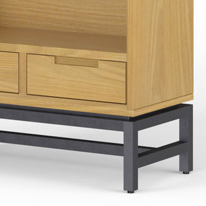 English Elm Banting Mid-Century Bookcase - Handcrafted Oak Veneer With Industrial Metal Accents For Stylish Storage B136P158466