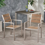 Christopher Knight Home® - Noble House - Cape Coral Outdoor Modern Aluminum Dining Chair with Faux Wood Seat - Set of 2