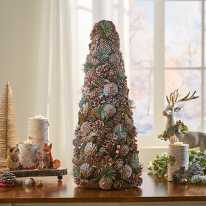 Christopher Knight Home® - Noble House - Pre-Decorated Pine Cone and Glitter Unlit Artificial Tabletop Christmas Tree