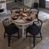 Americana Modern Dining 48-66" Round Dining Table and 4 Black Barrel Chairs Cotton DAME-5PC-48RND-2118 Parker House