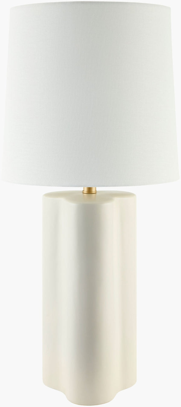 Livabliss Ocana Ceramic Art Deco Table Lamp with Linen Shade and Iron Finial Accent OCN-002