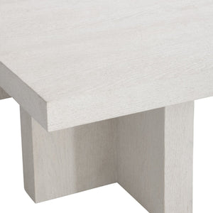 Bernhardt Bernhardt Sandblasted White Blythe Cocktail Table 54" Square Sculptural L-Leg Modern-Rustic Centerpiece 485011