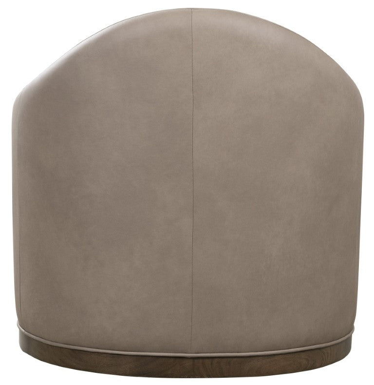 Hooker Furniture Cora Semi-Aniline Leather Swivel Chair With Dark Wood Trim, Rounded Back Comfort For Living Spaces CC224-SW-086