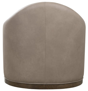 Hooker Furniture Cora Semi-Aniline Leather Swivel Chair With Dark Wood Trim, Rounded Back Comfort For Living Spaces CC224-SW-086