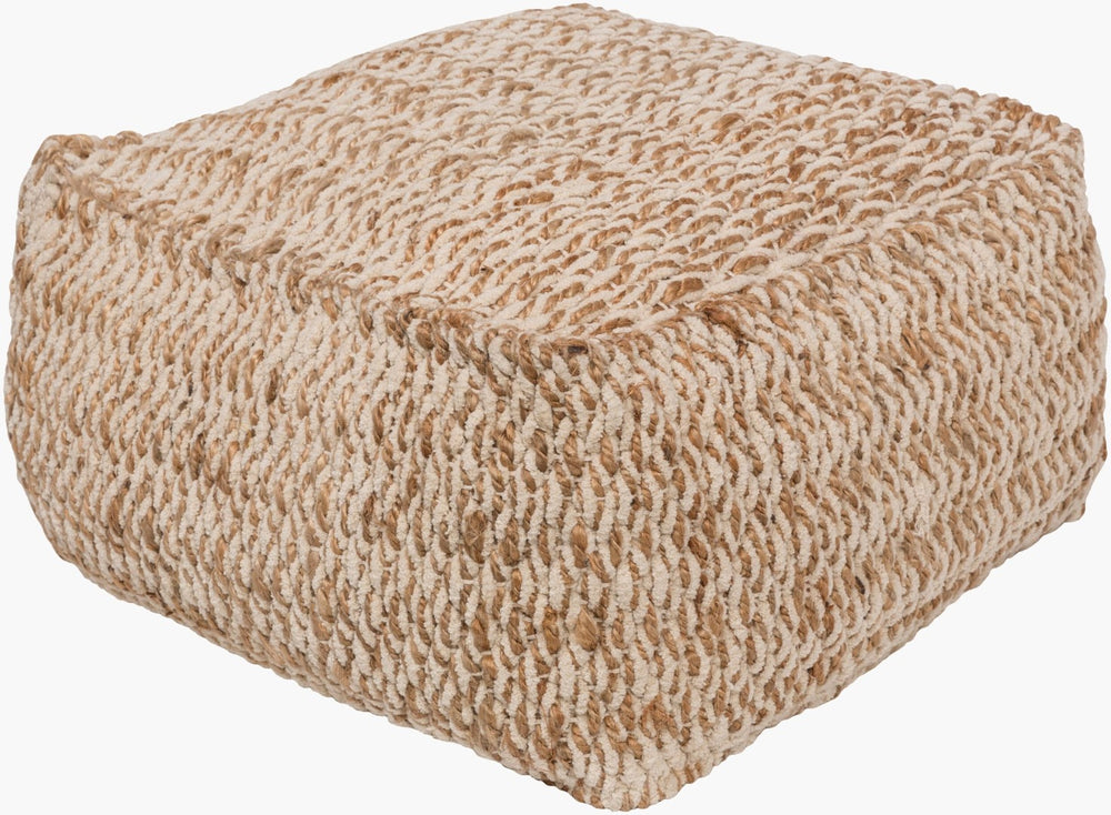 Livabliss Oak Cove Handwoven Cotton Jute Pouf Cottage Bohemian Floor Accent for Living Rooms OCPF4000-202012