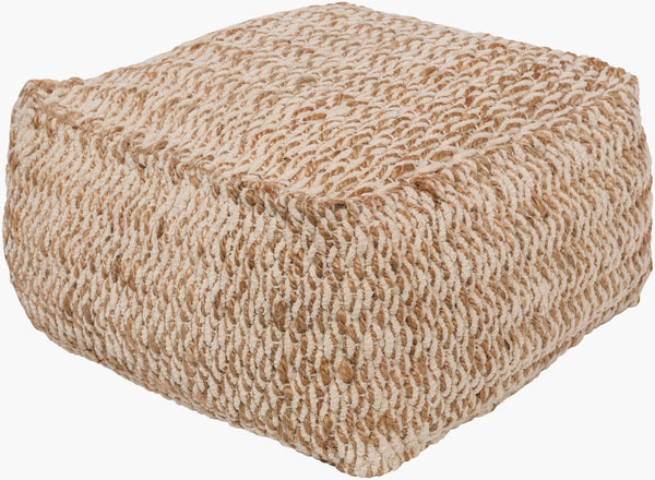 Livabliss Oak Cove Handwoven Cotton Jute Pouf Cottage Bohemian Floor Accent for Living Rooms OCPF4000-202012