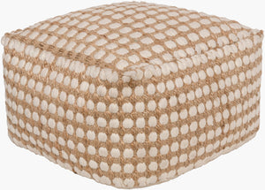 Livabliss Oak Cove Square Woven Pouf Cotton Wool Jute Footrest for Bohemian Living Spaces OCPF4002-202012